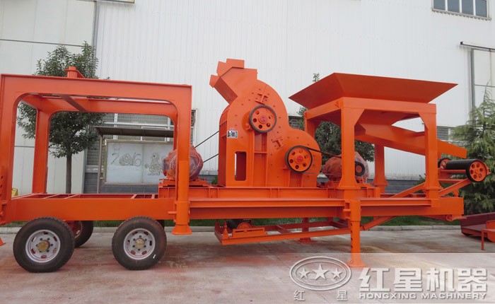簡易式破碎站，搭載雙級錘式粉碎機