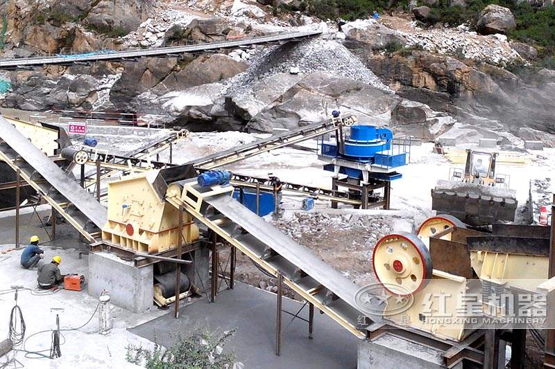制砂機(jī)全景，制砂機(jī)+反擊破+顎破