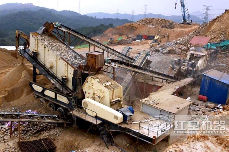 大型破碎、制砂加工現(xiàn)場