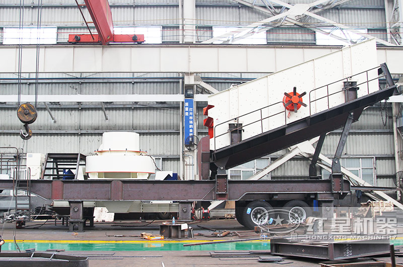 沖擊破移動(dòng)制砂機(jī)，用于河卵石制砂+篩分